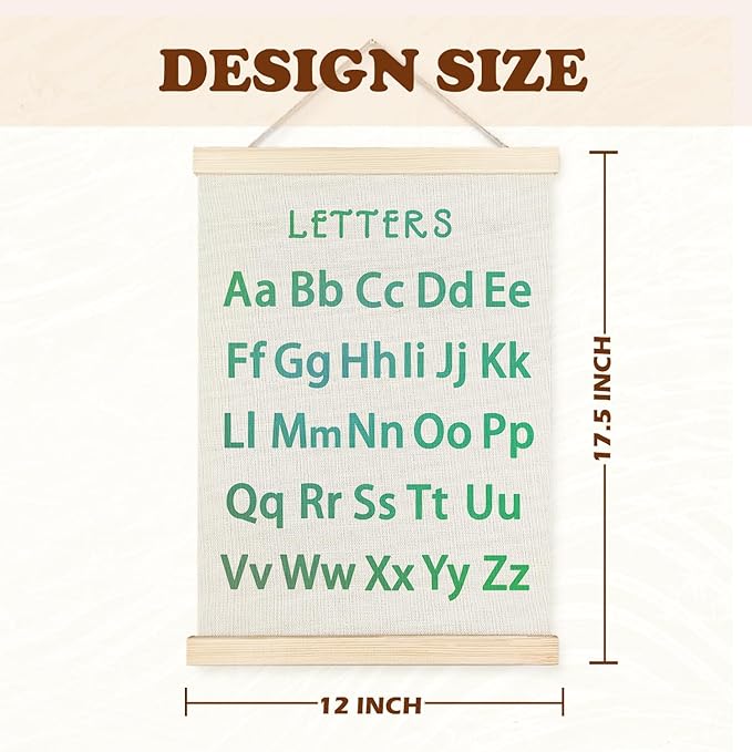 Supwhd Classroom Wall Decor, Numbers and Alphabet Educational Wall Art Poster, Alphabet ABC Numbers from 1 to 20 Poster Wall Decor for Toddler Kids Room Playroom Classroom, 12x16 Set of 2（Green）