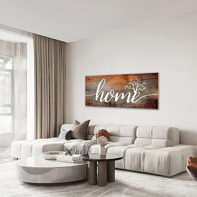Large Farmhouse Home Wall Art Home Word Sign Pictures Wall Decor Rustic Home Quotes Canvas Painting Print Modern Family Decor Artwork Framed for Living Room Bathroom Master Bedroom Dining room 60"x30"