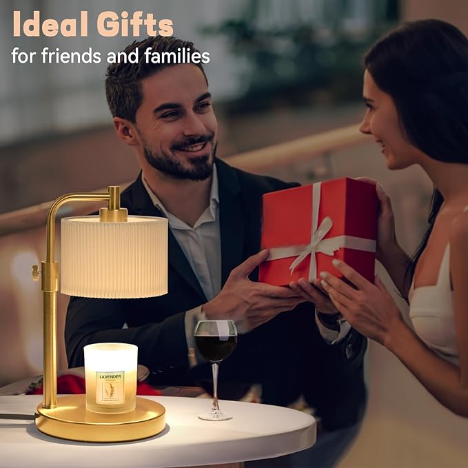 Candle Warmer Lamp with Timer, Candle Wax Warmer Adjustable Height Candle Lamp Warmer for Jar Candles, House Warming Gifts Home Decor Gifts for Women(Gold-Upgrade)