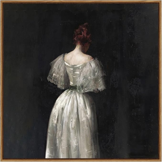 InSimSea Square Framed Canvas Wall Art, Classical Prints Seventeenth Century Lady Home Wall Decor, Desk Decor, Canvas Paintings Wall Decor for Living Room Bedroom Bathroom Office 16"x16"