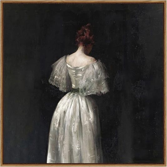 InSimSea Square Framed Canvas Wall Art, Classical Prints Seventeenth Century Lady Home Wall Decor, Desk Decor, Canvas Paintings Wall Decor for Living Room Bedroom Bathroom Office 16"x16"