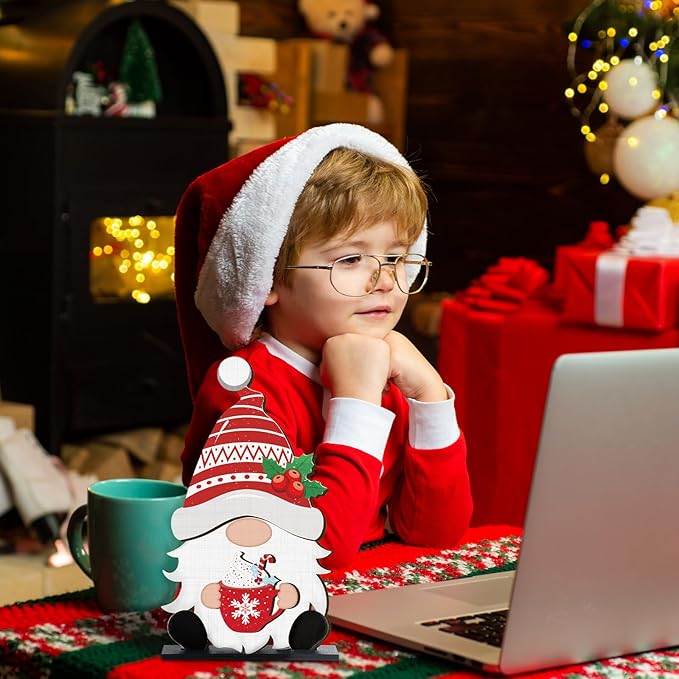 Blulu Interchangeable Wooden Gnome Decor DIY Holiday Seasonal Fall Gnomes Halloween Tiered Tray Decoration with Magnet Pieces Halloween Welcome Sign for Holiday Decorations(Cute)