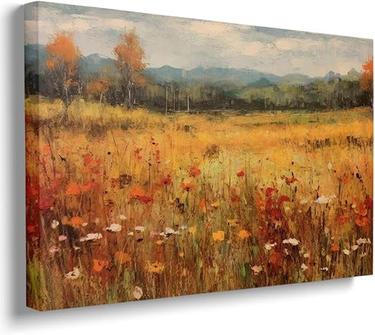 Framed Autumn Wildflowers Canvas Print posters Farmhouse Decor Fall Wall Art Autumn Decor Wildflower Wall Art Autumn Home Decor 11x14 framed