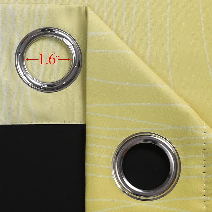 Estelar Textiler Yellow and Black Ombre Blackout Curtains 54 Inch Length, Full Room Darkening Gradient Drapes for Kitchen, Thermal Insulated Grommet Curtains for Short Window, 42Wx54L,2 Panels