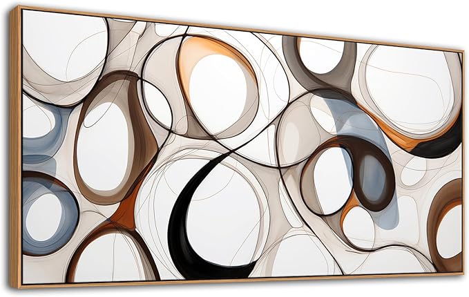 Large Wall Art for Lving Room-Textured Abstract Canvas Wall Art Framed Artwork for Walls Bedroom Wall Decor Above Bed Brown and Blacke Modern office Decorations 29×58IN