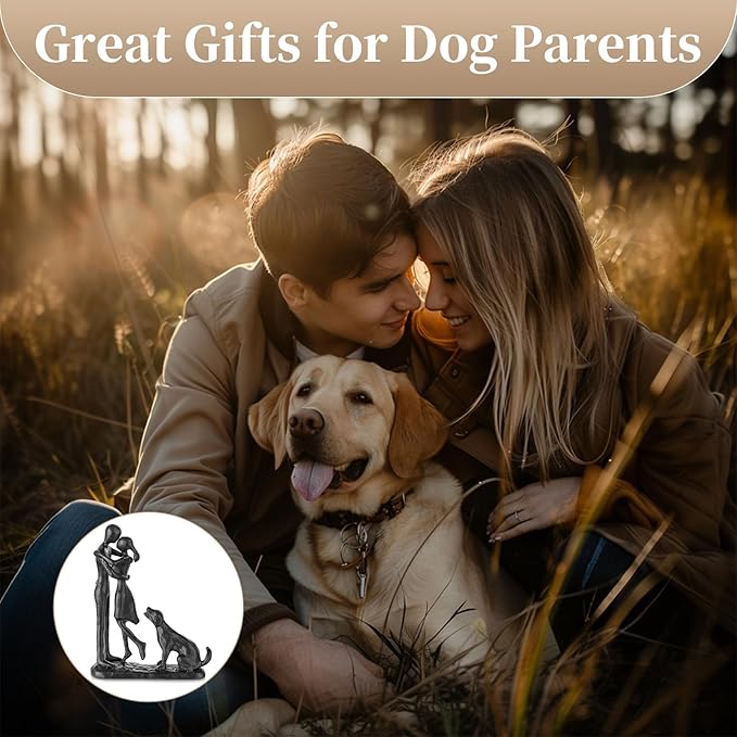 Sziqiqi Anniversary Iron Gifts for Her - Couple Love Sculpture Anniversary Iron Gift for Couple Girlfriend Wife Him Black Statue Metal Figurines for Home Decor Wedding Christmas Birthday Gifts