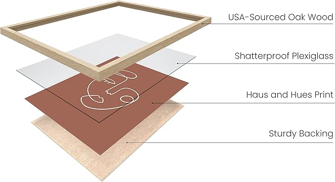 HAUS AND HUES Woman Drawing Line Art Wall Decor - Female Figure Wall Art, Silhouette Drawings Artwork Line Drawing Wall Art Minimalist Wall Decor, Clay Abstract Face (Beige Framed, 12x16)