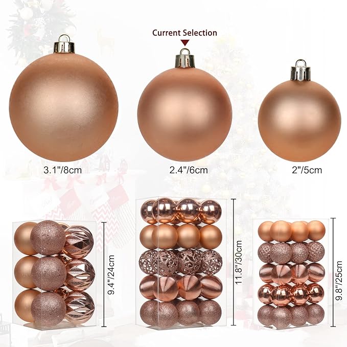 30PCS 2.36" Christmas Ball Ornaments Shatterproof Rose Gold Christmas Tree Decorations Xmas Tree Balls Halloween Ornaments Décor