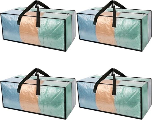 4 Pack Heavy Duty CLear Moving Bags, Large CLear Storage Bags for College Dorm Room Essentials, Alternative to Moving Boxes, Compatible with IKEA Frakta Cart