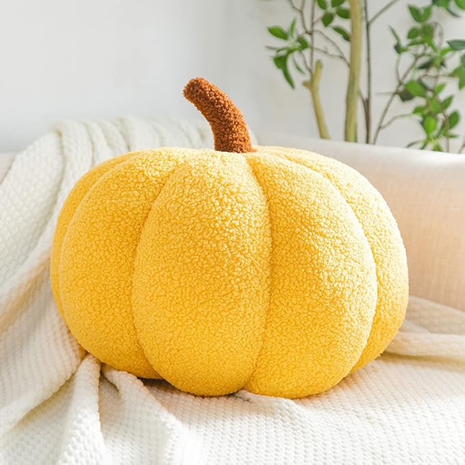 3D simulated pumpkin pillow plush pillow sofa cushion (7.8inch, Yellow)