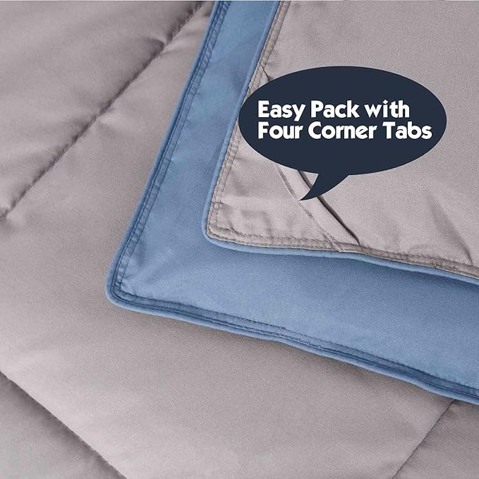 HIG 3pc Dusty Blue King Size Comforter Set - All Season Reversible Down Alternative Comforter with Sham - Quilted Duvet Insert with Corner Tabs - Box Stitched Blanket - Breathable, Soft, Fluffy