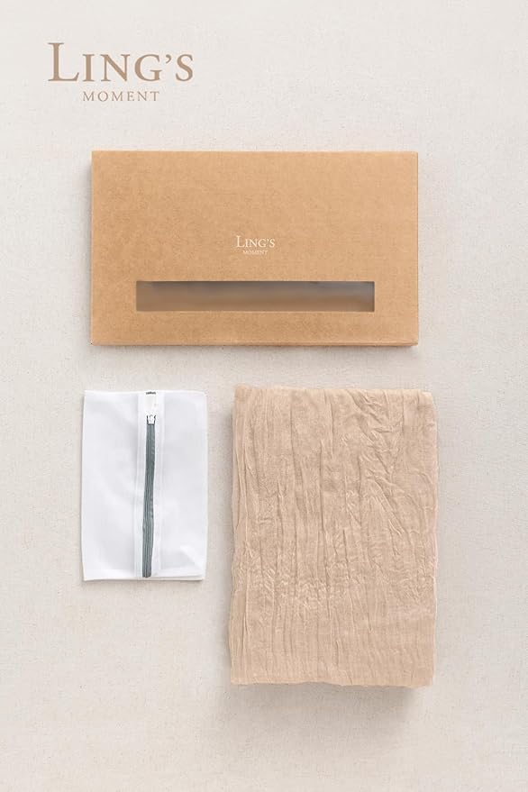 Ling's Moment 14Ft x 35" Wide Nude Gauze Semi-Sheer Table Runner Cheesecloth Ivory Tablecloth for Wedding Party Bridal Shower Boho Beige Table Decor Neutral Warm Sand