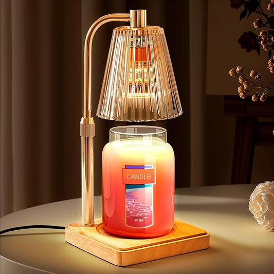 Candle Warmer Lamp with Timer for Yankee Candles, Adjustable Height Wax Melt Warmer, Birthday Gifts for Mom Women Sister, Vintage Amber Glass Lamp, Fall Decorations for Home Decor