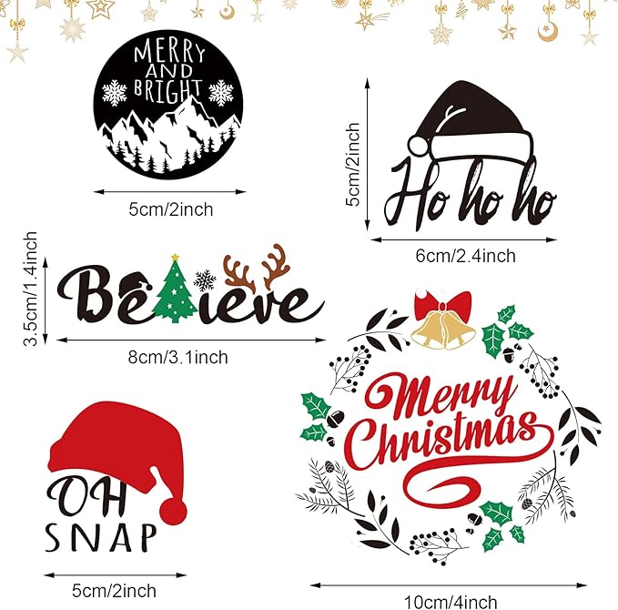Epakh 45 Pcs Large Christmas Inspirational Vinyl Stickers for Crafts Scrapbooking Christmas Ball Bottle Decals Positive Word Window Stickers Motivational Quote Wall Decal, 45 Color Words(Simple Style)