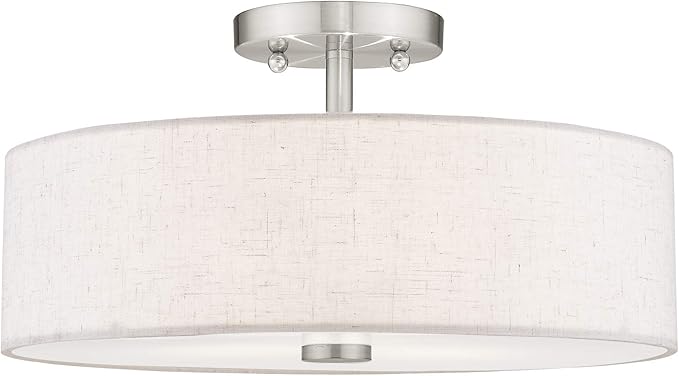Livex Lighting 52135-91 Meridian 3 Light Brushed Nickel Ceiling Mount