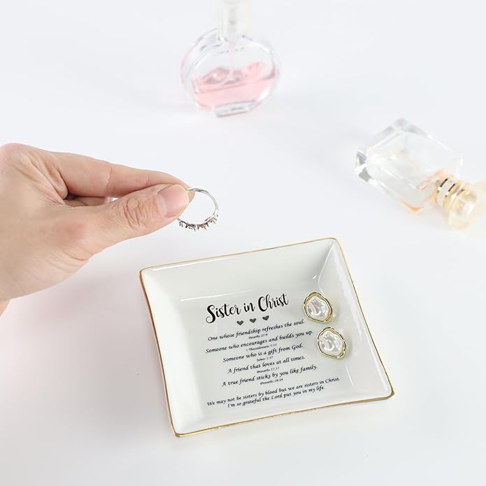 HOME SMILE Ceramic Ring Dish Jewelry Tray for Mom Sister Friends