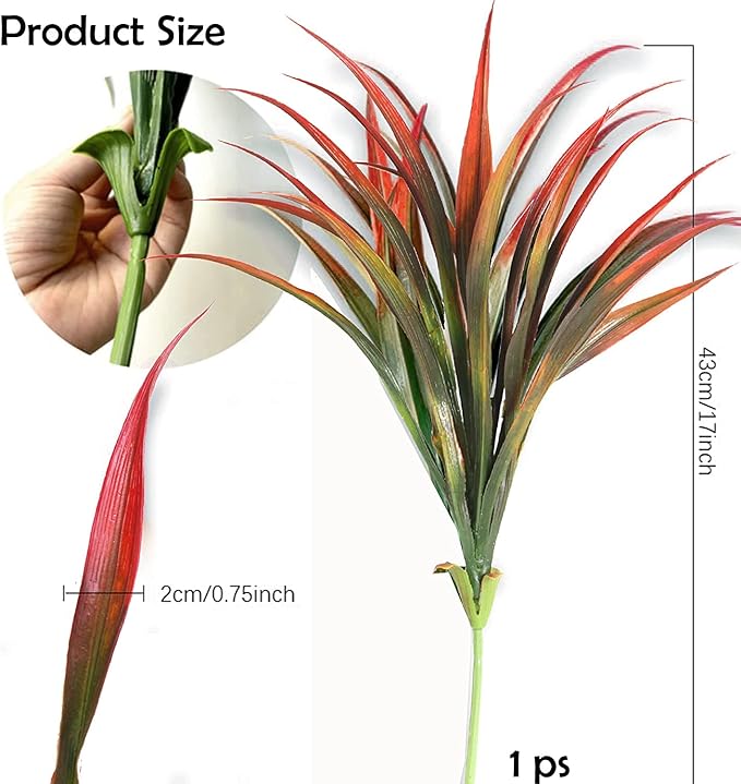 16 Pcs Artificial Outdoor Plants UV Resistant Tall Fake Grass Plants Bushes Faux Tropical Flowers Décor Fall Winter Summer Planters Patio Front Door Porch Plastic Greenery & Shrubs Decoration