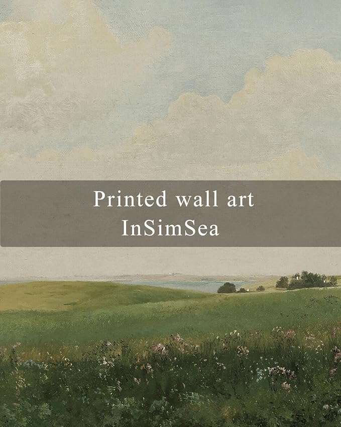 InSimSea Square Framed Canvas Wall Art, Farmhouse Vintage Grassland Painting Prints, Scenic Artwork for Living Room, Bedroom, Bathroom Decor, 10"x10"