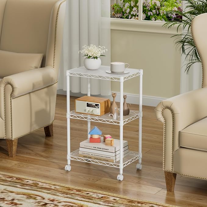 SINGAYE 3 Small Wire Shelves Kitchen Pantry Close Home Organizers and Storage Bathroom Shelf Laundry Room Organization Adjustable Book Metal Garage Shelving Unit