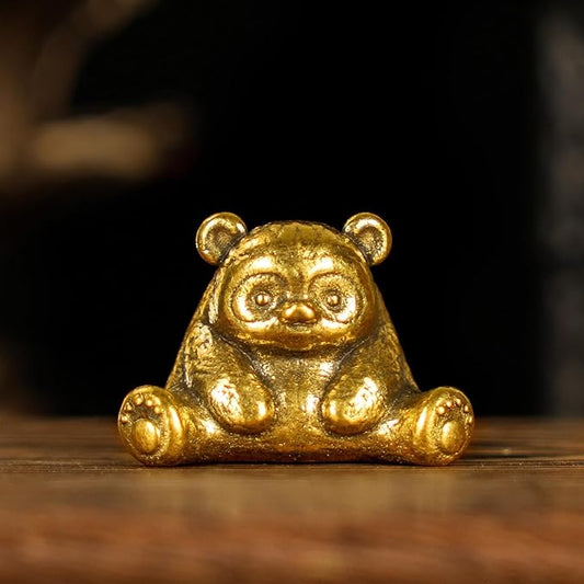 Retro Handcrafted Sitting Panda Ornament - 100% Solid Brass Decor Adorable Chubby Panda Sculpture in Resting Pose Vintage Style Collectible Art Piece Unique Gift for Panda Lovers & Nature Enthusiasts