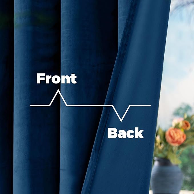 BGment Blue Velvet Curtains 84 Inches 2 Panels, Thermal Insulated Blackout Curtains Room Darkening Drapes with Back Tab and Rod Pocket for Bedroom/Living Room, 52 x 84 Inch