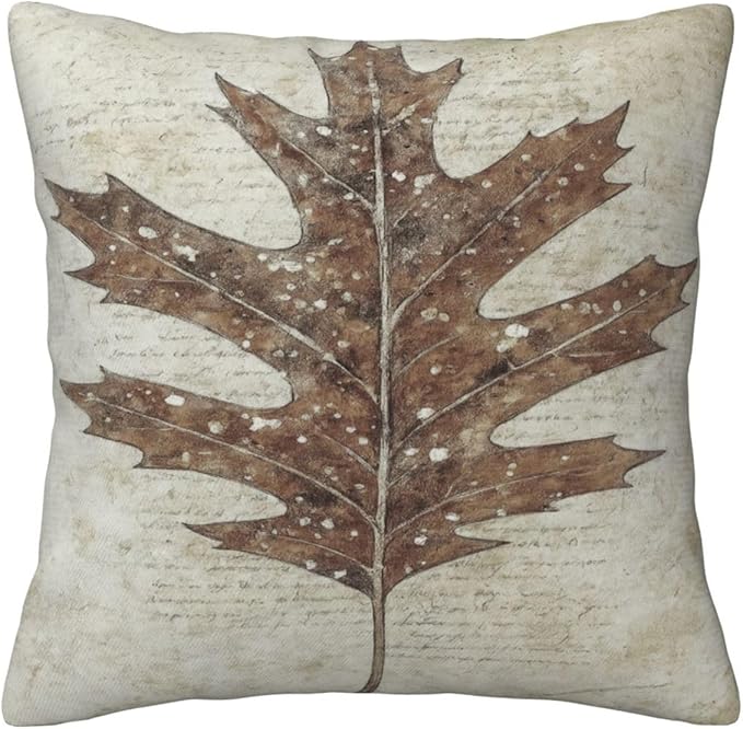 Fall Pumpkin Pillow Covers 16x16 Set of 4, Linen Autumn Outdoor Thanksgiving Harvest Maple Fallen Leaves Rustic Farmhouse Decorations for Sofa Couch