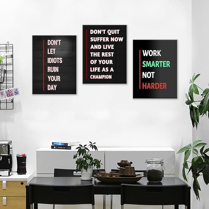 Motivational Canvas Wall Art Home Decor 3 Pieces Inspirational Entrepreneur Saying Poster Print Inspiring Picture Painting Artwork for Bedroom Bathroom Wall Decoration Ready to Hang [36''W x 16''H]