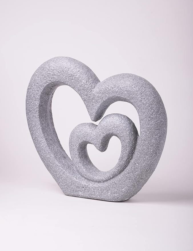 HAUCOZE Heart Decor Figurine Love Gifts Statue Modern Arts Sculpture Polyresin 13.8inch