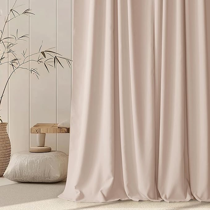 StangH Pink Blackout Curtains for Nursery Girls Super Soft Thick Velvet Chenille Thermal Insulated Drapes Heavy Privacy Room Dividers for Living Room, W52 x L84, 2 Panels