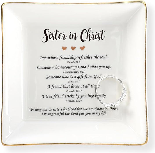 HOME SMILE Ceramic Ring Dish Jewelry Tray for Mom Sister Friends