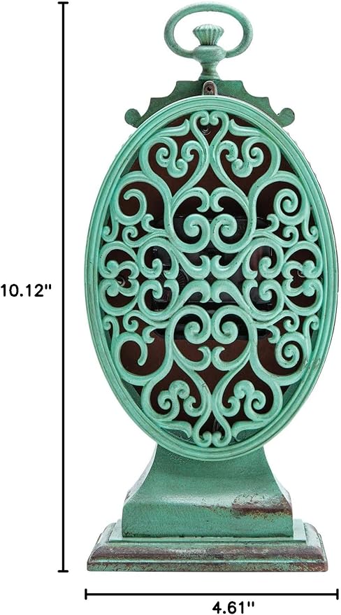 NIKKY HOME Vintage Table Clock - Battery Operated Rustic Distressed Style - Shabby Chic Home Decor for Fireplace Mantel, Shelf, Desktop, Countertop - Green