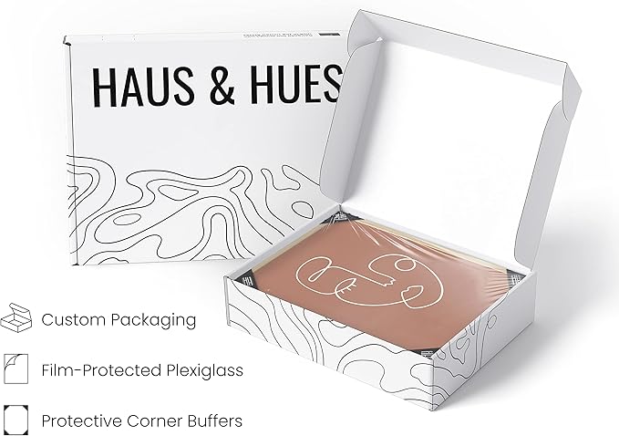 HAUS AND HUES Woman Drawing Line Art Wall Decor - Female Figure Wall Art, Silhouette Drawings Artwork Line Drawing Wall Art Minimalist Clay Abstract Face (24x36 Framed Beige)