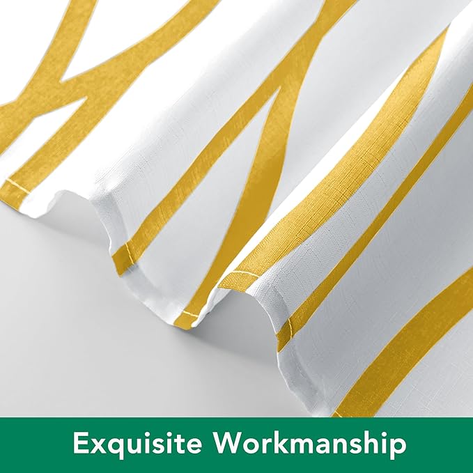 Biscaynebay Extra Long Textured Fabric Shower Curtain 72 Inch by 72 Inch, Gold Printed Striped Linen Modern Hotel Luxury Quality Cloth Bathroom Curtains Machine Washable