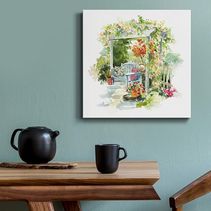 Wexford Home Square Premium Gallery Wrapped Canvas Flower Multicolor Wall Art Abstract Floral Romance Modern Pictures Print for Home Office, Ready to Hang, 16x16