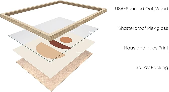 HAUS AND HUES Boho Wall Art Minimalist Wall Decor - Boho Art Prints Neutral Wall Art Geometric Art Mid Century Modern Sun Semi Circle Art (Beige Frame, 24x36)