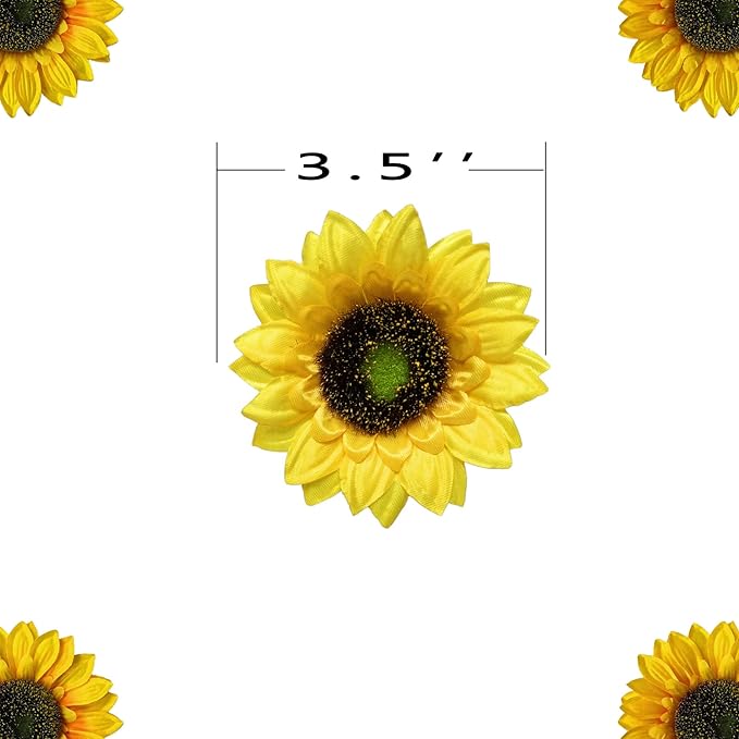 Ukeler 50pcs 3.5'' Artificial Sunflower Heads Bulk Yellow Sunflower Artificial Flowers Faux Silk Sunflower Decoration for Baby Shower Home Christmas Tree Wedding Birthday Party Garden Decor