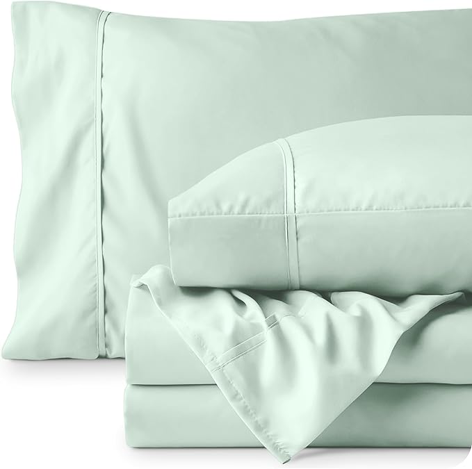 Bare Home King Sheet Set - Luxury 1800 Ultra-Soft Microfiber King Bed Sheets - Double Brushed - Deep Pockets - Easy Fit - 4 Piece Set - Bedding Sheets & Pillowcases (King, Spring Mint)
