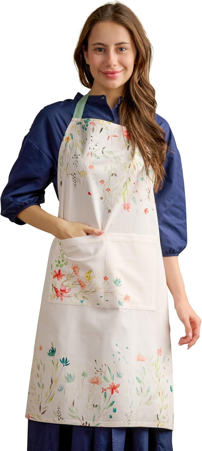 Maison d' Hermine 100% Cotton Apron for women with Pocket Kitchen Chef Apron for Men Cooking Gardening Server Waitress