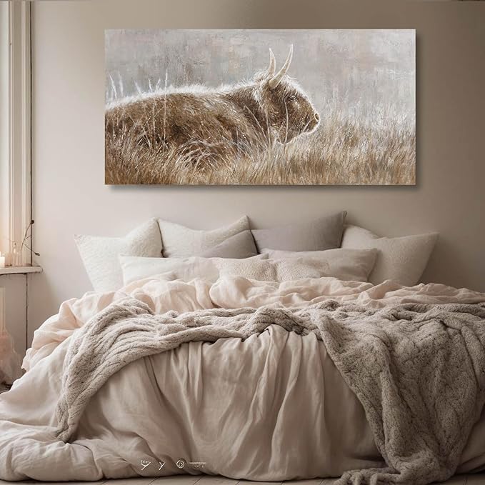 VAYIMDH Wall Art for Dining Room Area Over The Bed Wall Decor for Bedroom Nature Canvas Wall Painting Brown Print Photos Animal Art Posters 24"x48"