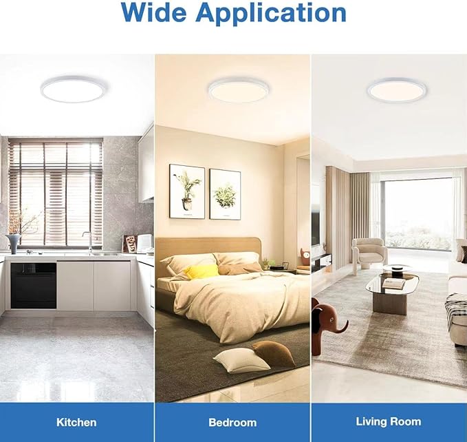 15.8 Inch Dimmable LED Ceiling Light Flush Mount, 3000K-4000K-5000K Selectable - 24W Super Bright 2400LM - Slim Large Round White Trim, 2 Pack