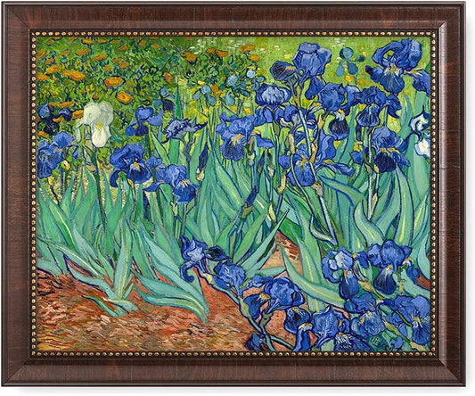 DECORARTS - Irises in the Garden - Vincent Van Gogh Giclee Prints w/Antique Brown Frame for Wall Decor. Picture Size: 20x16, Total Size w/Frame: 23x19
