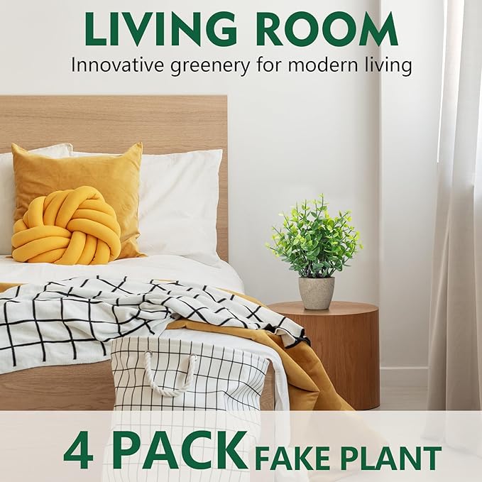 2 Pack Fake Plants Ceramic Mini Artificial Greenery Potted Plants for Home Decor Office Decor Room Decor Farmhouse Decor Indoor Table Bathroom Decor