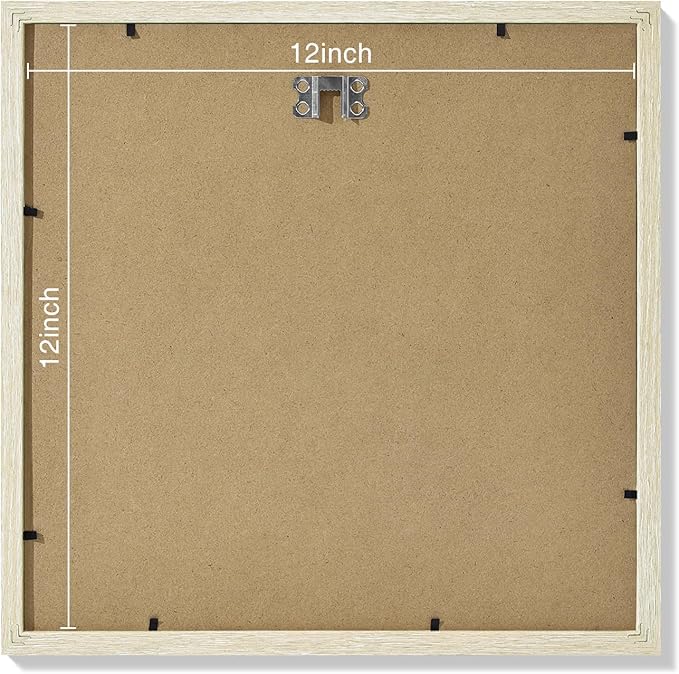 Vittanly 12x12 Picture Frames Set of 9, Shatter Resistant Plexiglass, Display 8x8 Pictures with Mat or 12x12 without Mat, Photo Frames for Wall Mount, Engineered Wood, Cornsilk