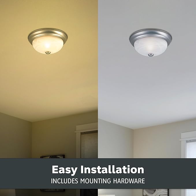 DESIGNERS FOUNTAIN Reedley 3-Lights Flush Mount Ceiling Light, 15 Inch Lighting Fixture for Kitchen, Bedroom, Bathroom, and Hallway, Pewter with Etched Glass, 1257L-PW-W