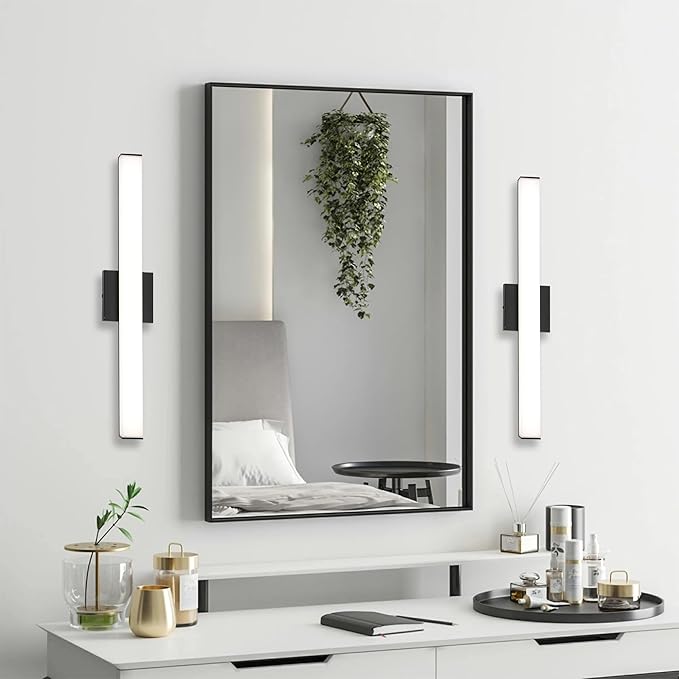 Bathroom Vanity Light Brushed Nickel Square LED 24 inch 14W 4000K Natural White Light Wall Bar Lighting Fixtures Over Mirror (Matte Black, 24inch 4000K Dimmable)