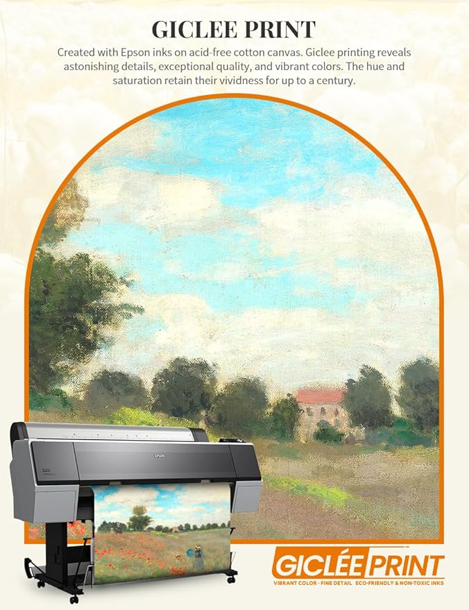 DECORARTS - Claude Monet Poppies at Argenteuil, Large Framed Wall Art, Canvas Size 35x28, Outer Dimensions Larger With Customizable Solid Wood Frames, Giclee Canvas Print, Made in USA