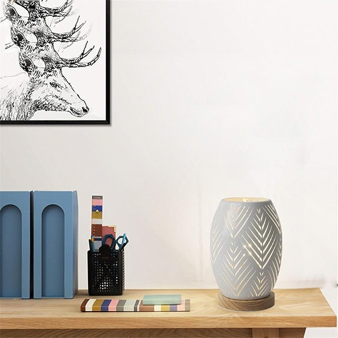 OuXean Modern Table Lamp, E26 60W Night Light Metal Hollow Table lamp for Bedroom Living Room Home Decor Office Restaurant Bar (Without Bulb)