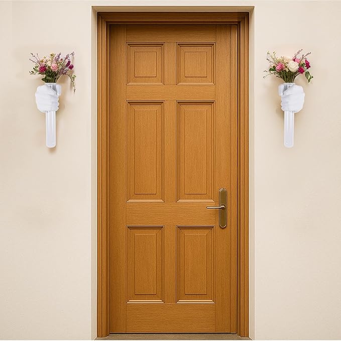 2 Pieces Wall Sculptures, Hands Vase Home Decor, Wall Mount Art Sculpture, Unique Wall Art Statue, Funky Flower Vase Decorations, Modern Eclectic Hanging Decor,Hands Statue (White)