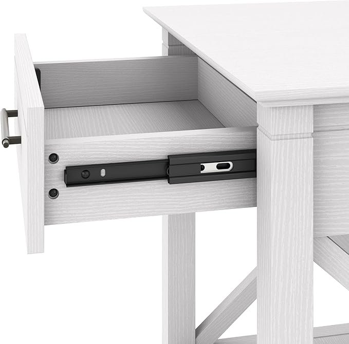 Bush Furniture Key West End Table with Storage in Pure White Oak