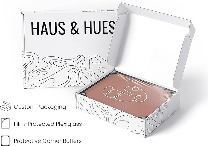 HAUS AND HUES Woman Drawing Line Art Wall Decor - Female Figure Wall Art, Silhouette Drawings Artwork Line Drawing Wall Art Minimalist Wall Decor, Clay Abstract Face (Black Framed, 12x16)